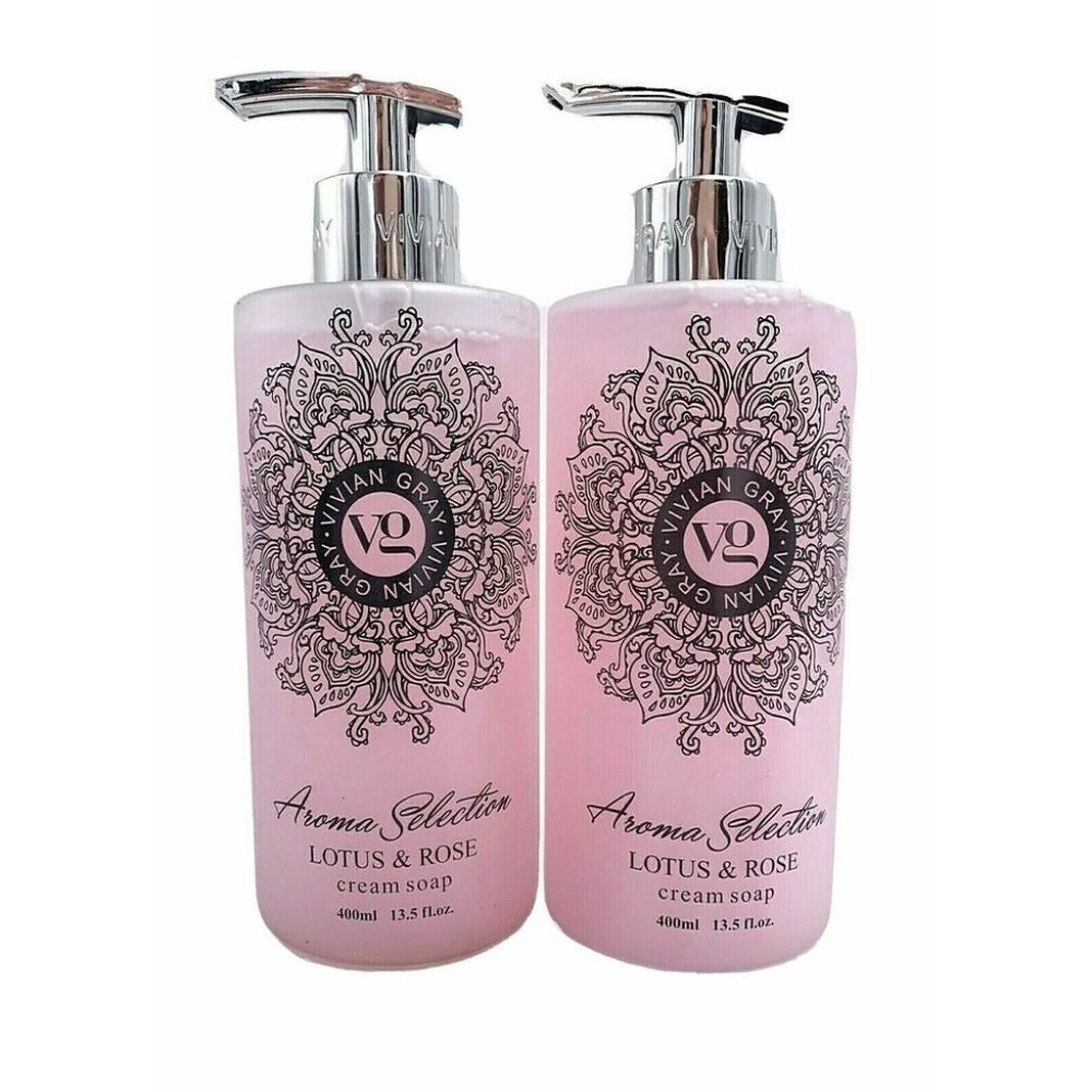 2 Cream Hand Soap 13.5oz Vivian Gray Lotus Rose Made in Germany Moisturi…